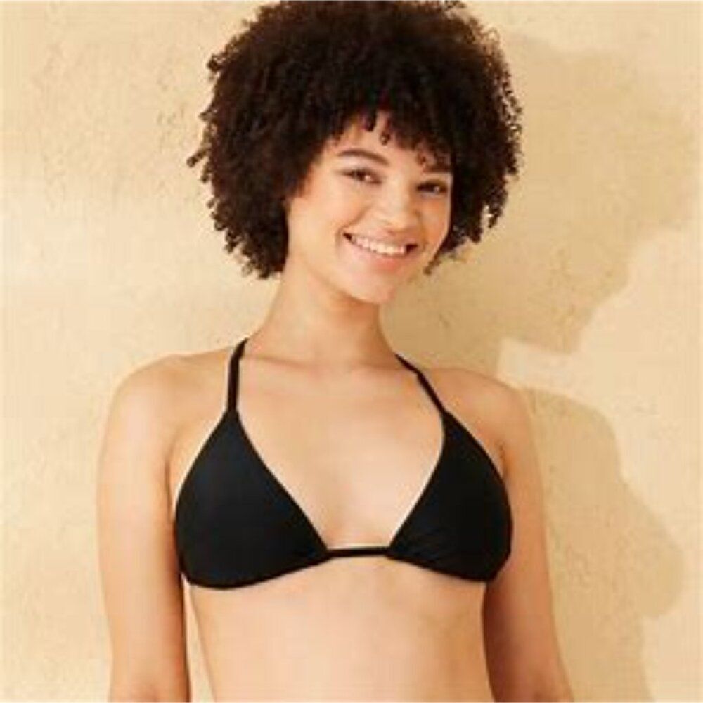 Wild Fable Women's Size M Crochet Triangle Bikini Top Black Size M New